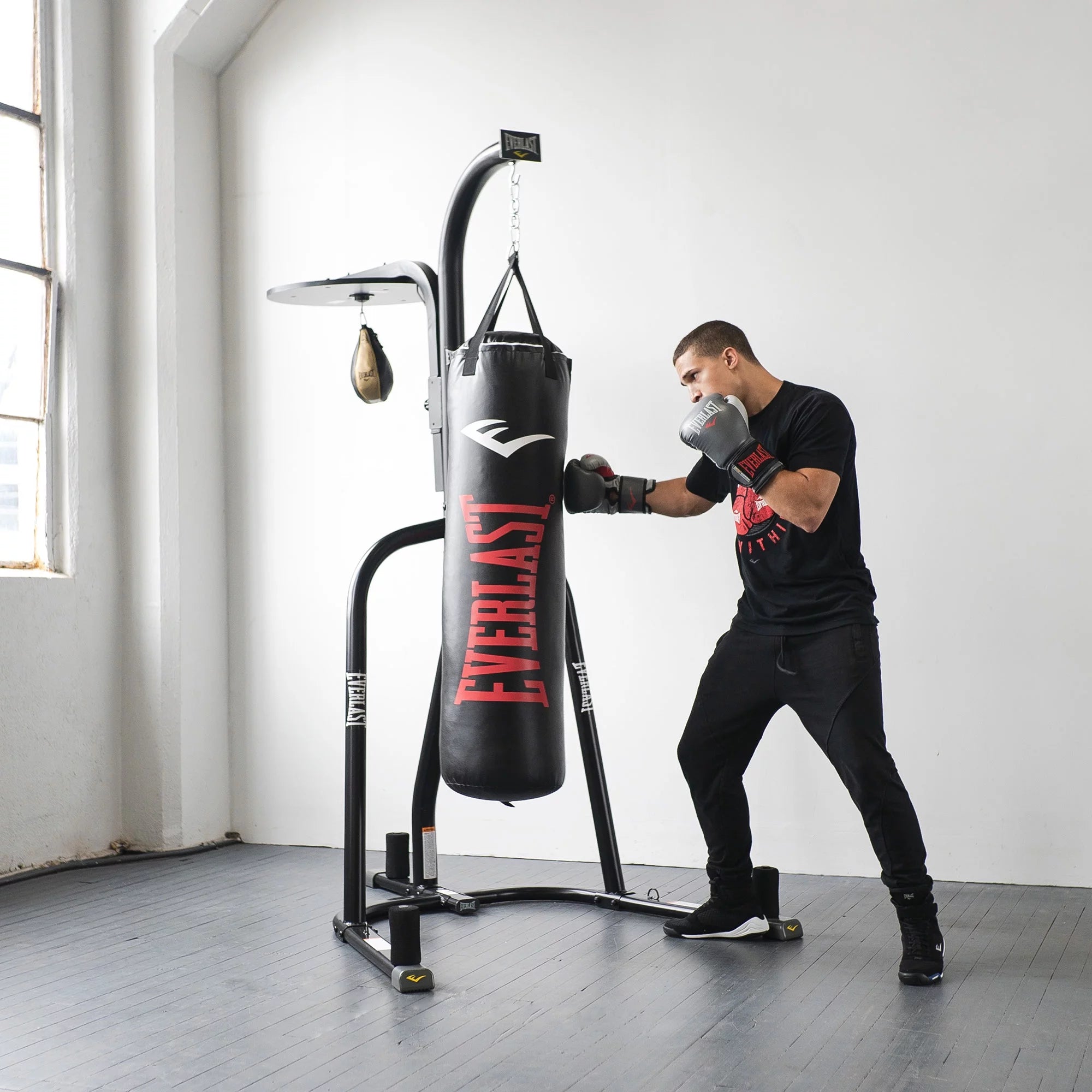 Dual Station Heavy Duty Powder Coated Steel Heavy and Speed Bag Stand