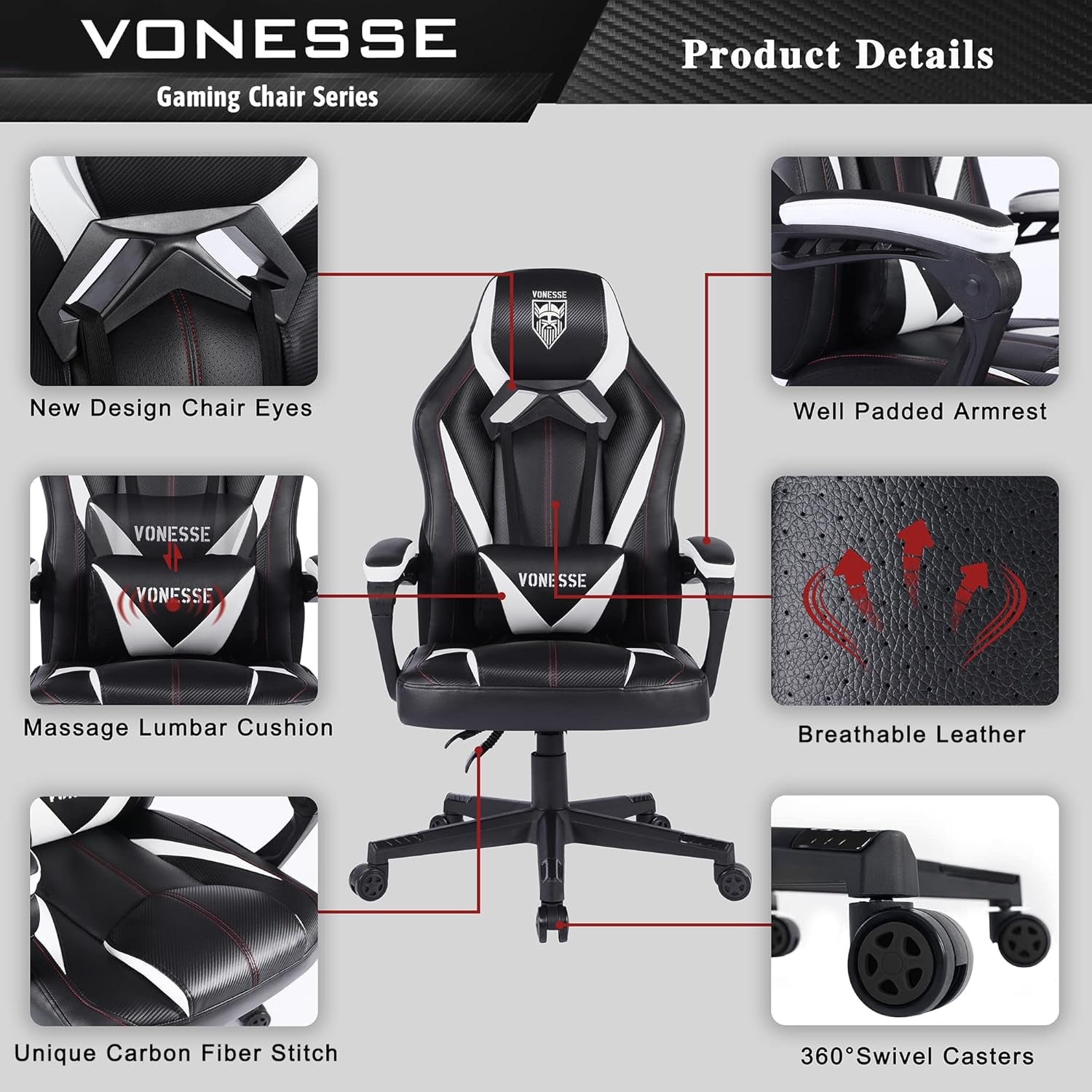 Gaming Chair for Adults, Reclining Computer Gaming Chair with Massage, Big and Tall PC Gaming Chair, High Back Gaming Desk Chair, Ergonomic Home Office Desk Chair, Gamer Chair for Kids (Black)
