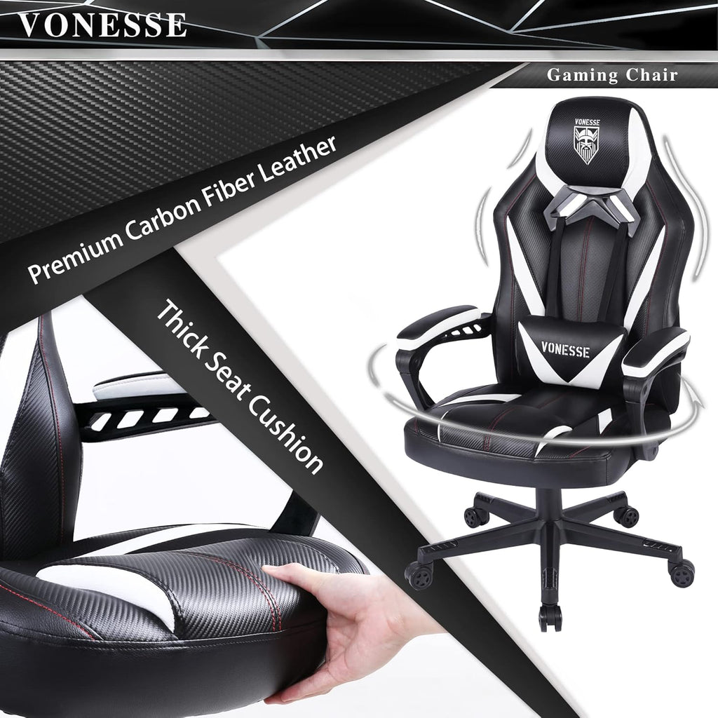 Gaming Chair for Adults, Reclining Computer Gaming Chair with Massage, Big and Tall PC Gaming Chair, High Back Gaming Desk Chair, Ergonomic Home Office Desk Chair, Gamer Chair for Kids (Black)