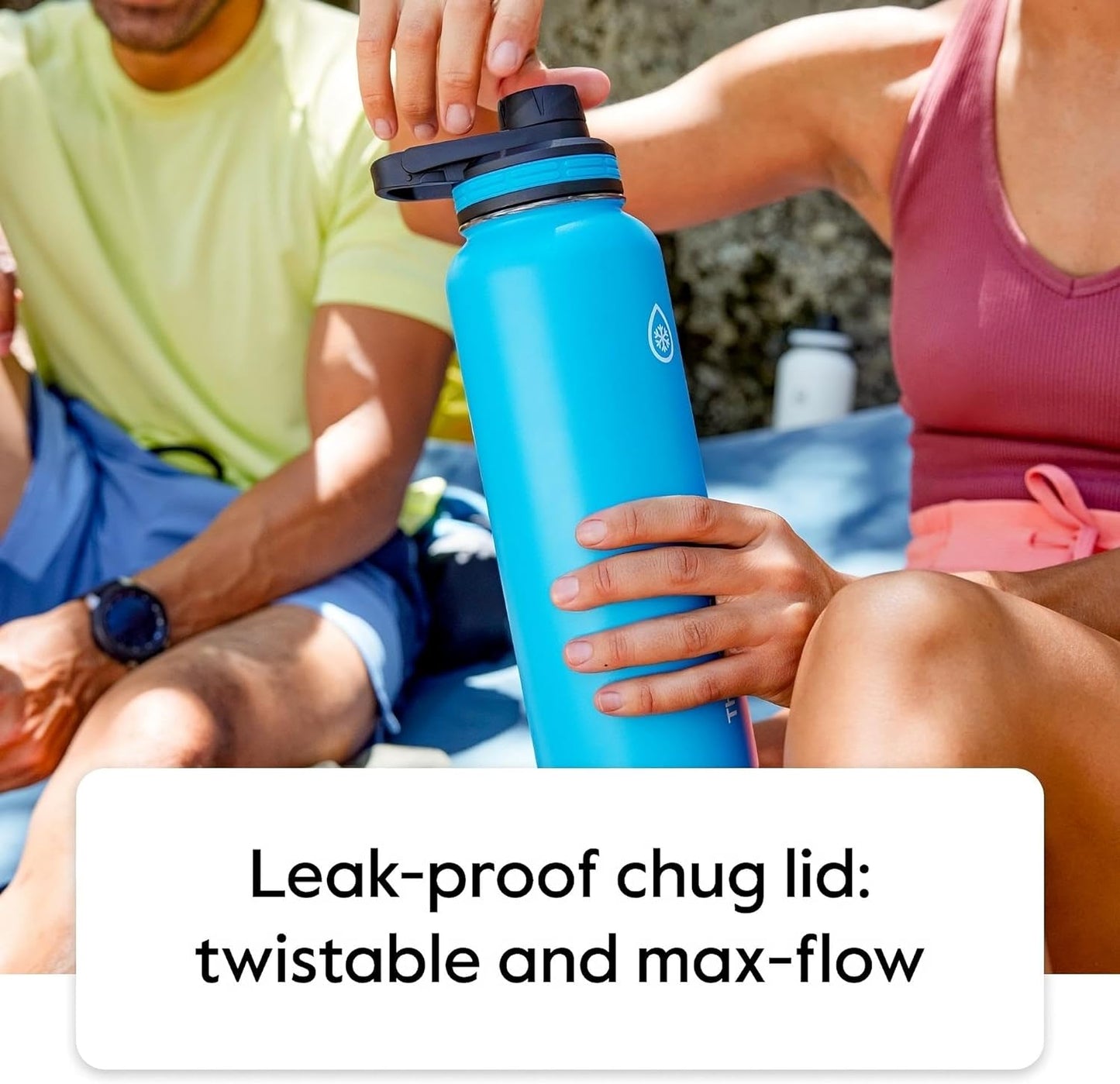 Bottle with Chug Lid & Straw Lid - Insulated Stainless Steel Water Bottle with Leak-Proof Lids - Dishwasher-Safe Reusable Bottle & Lids - Durable Bottle, 2 Straws & 2 Lids - 24 Oz, Cobalt